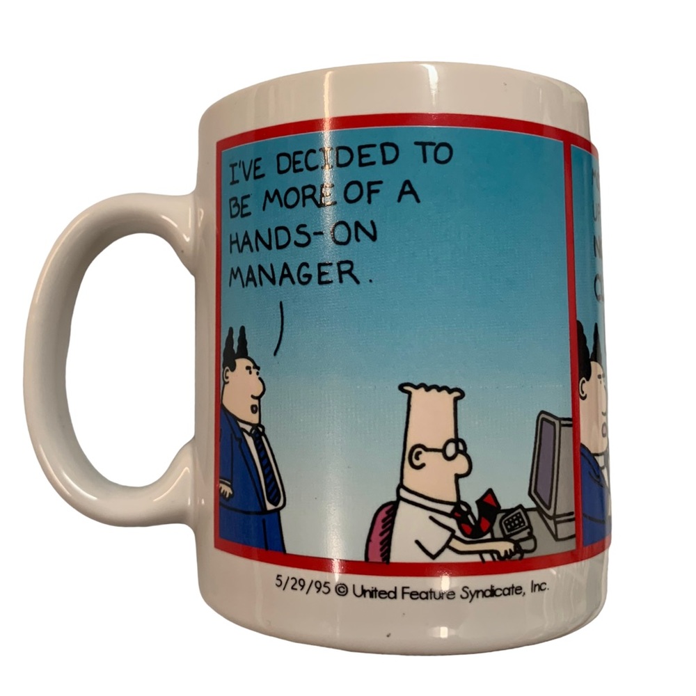 DILBERT Boss Humor Mug “Hands on Manager” Circa 1995